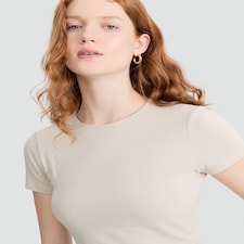 F&F Polyamide Crew Neck Short Sleeved T-Shirt in Sand