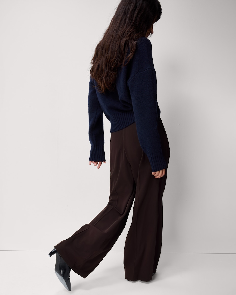 image 1 of F&F Pleated Wide Leg Belted Trousers in Chocolate
