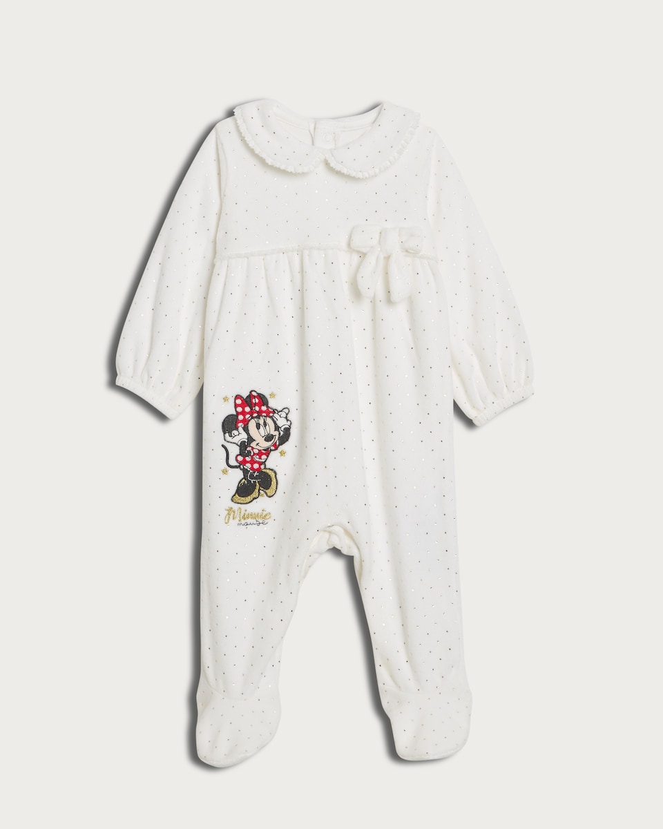 image 1 of Disney Minnie Mouse Cotton Rich Sleepsuit in White