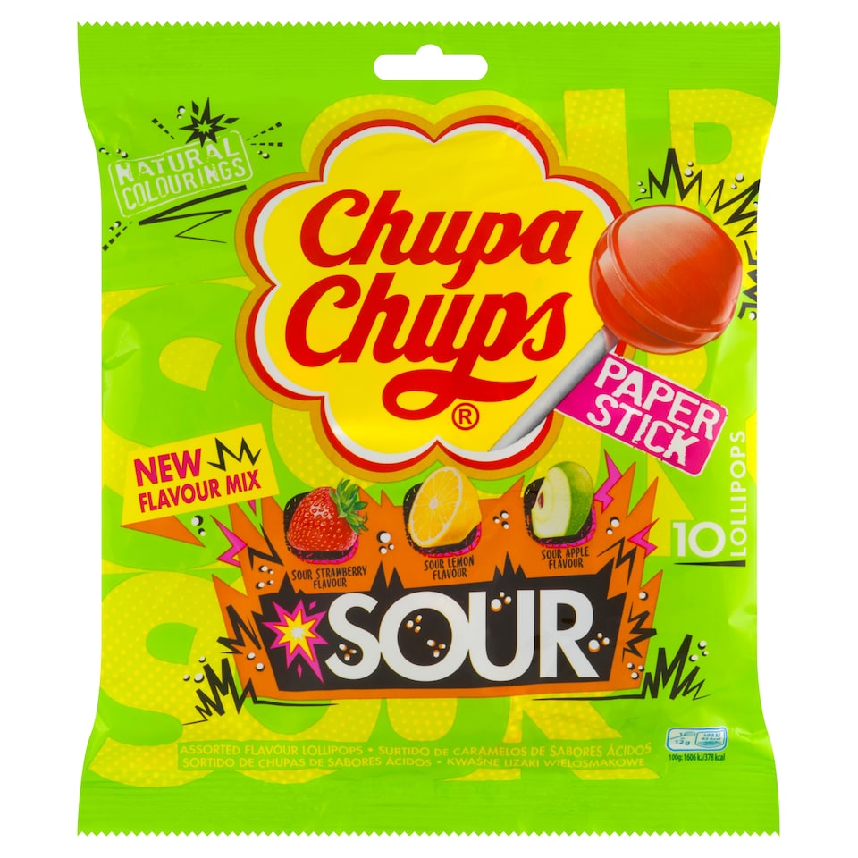 image 1 of Chupa Chups Drops Mix with Strawberry, Apple and Lemon Flavors 10 pcs 120 g