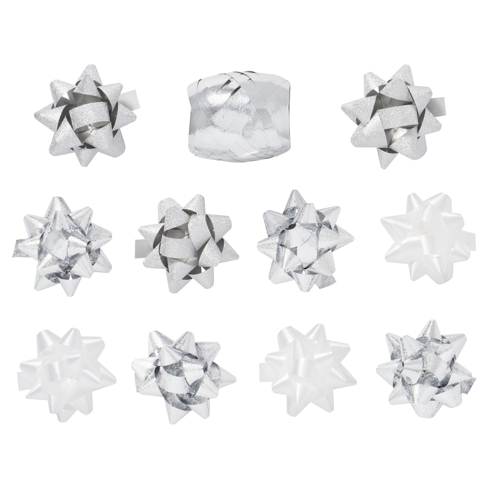 image 1 of Tesco Frosty Christmas Bow & Ribbon Set
