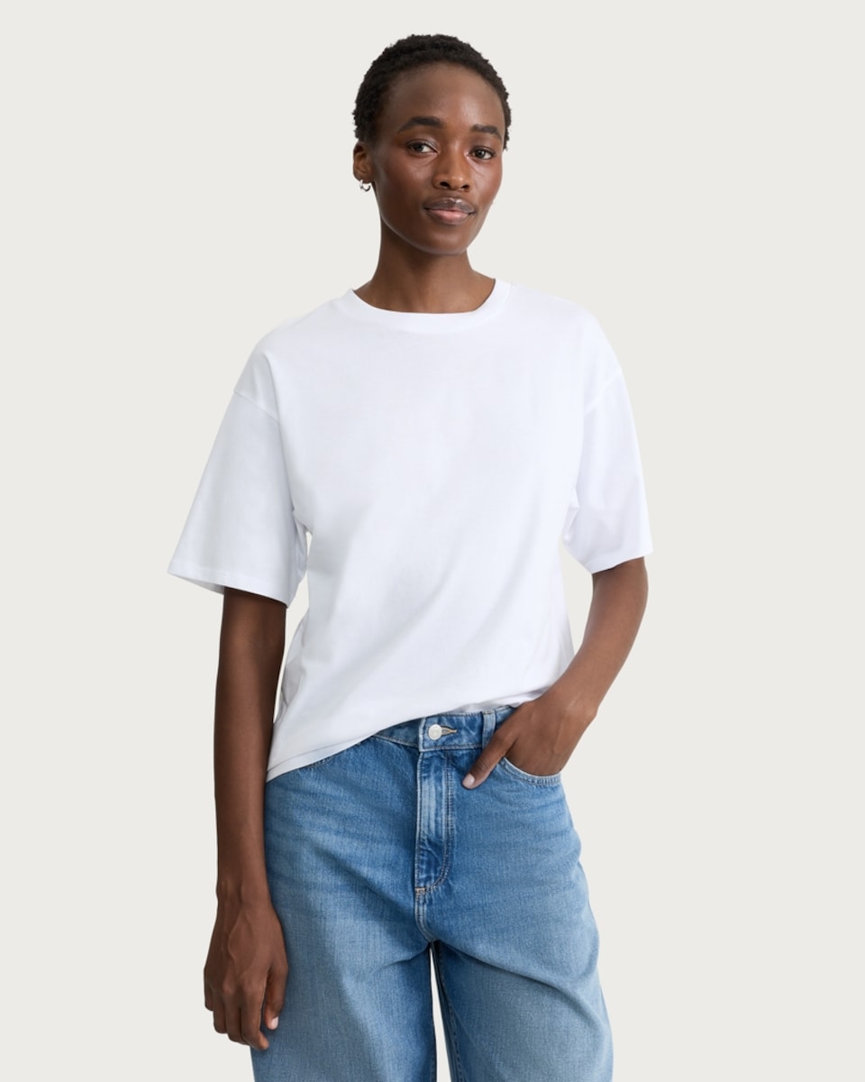 image 1 of F&F Pure Cotton Oversized Fit T-Shirt in White