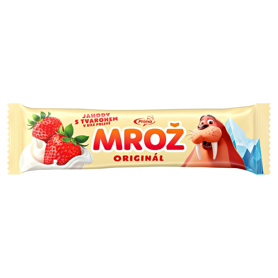 Prima Mrož Original Frozen Strawberry Cream with Cottage Cheese in White Frosting 45 ml