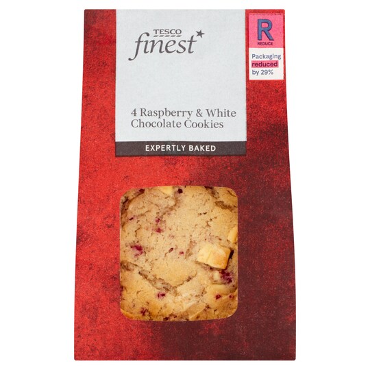 Tesco Finest Raspberry & White Chocolate Cookies 4 Pack Tesco Groceries