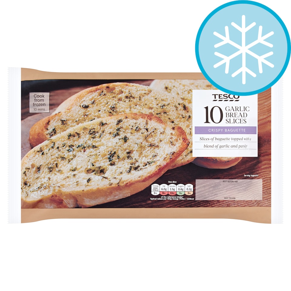 Tesco 10 Garlic Bread Slices 260G