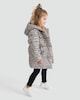 image 3 of F&F Girls Leopard Print Belted Hooded Puffer Coat in Multi Brown
