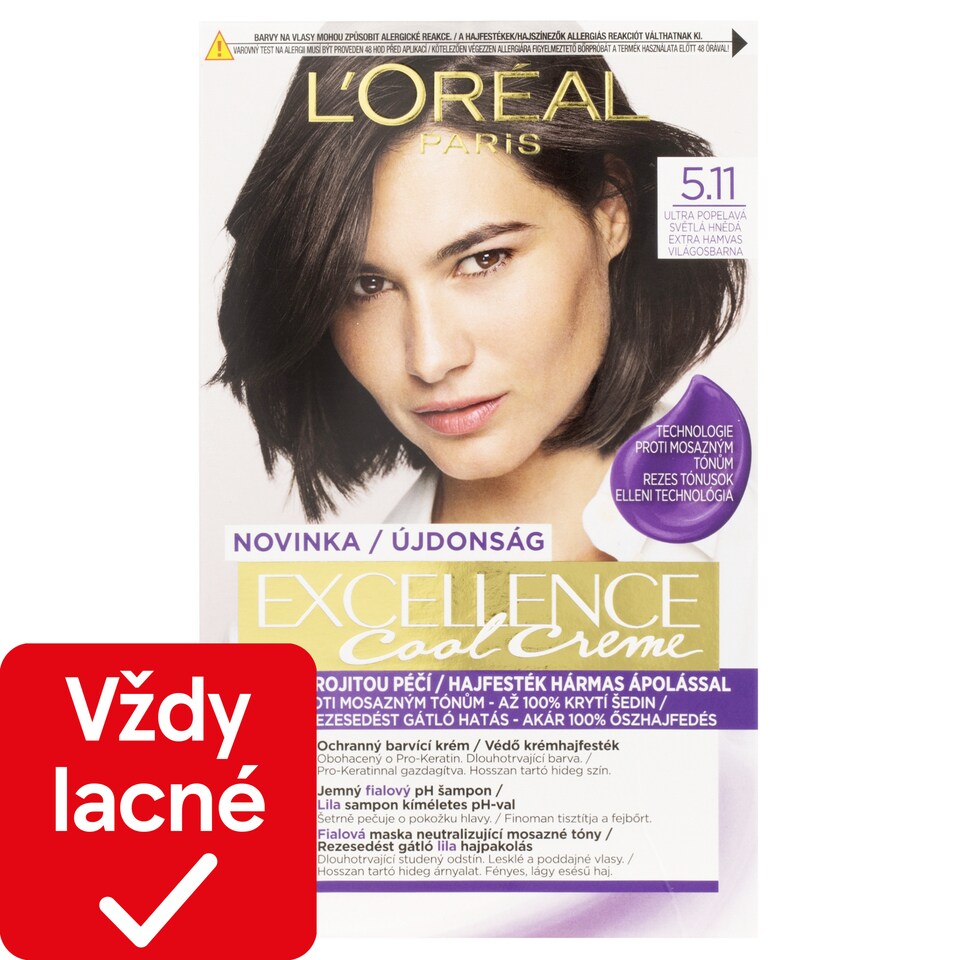   L'Oréal Paris Excellence Cool Creme permanentná farba na vlasy 5 .11 Ultra popolavá svetlá hnedá