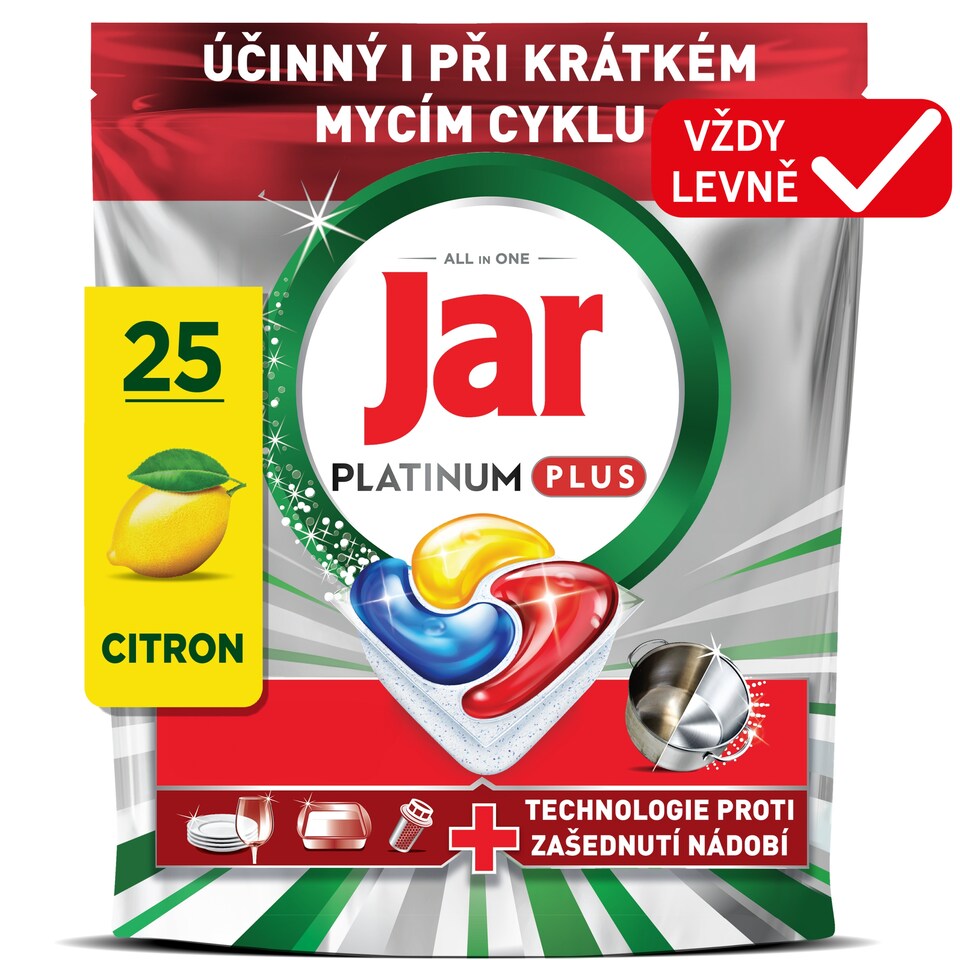 image 1 of Jar Platinum Plus Dishwasher Tablets, Lemon,  125 Capsules,  Powerful Even In Short Cycles