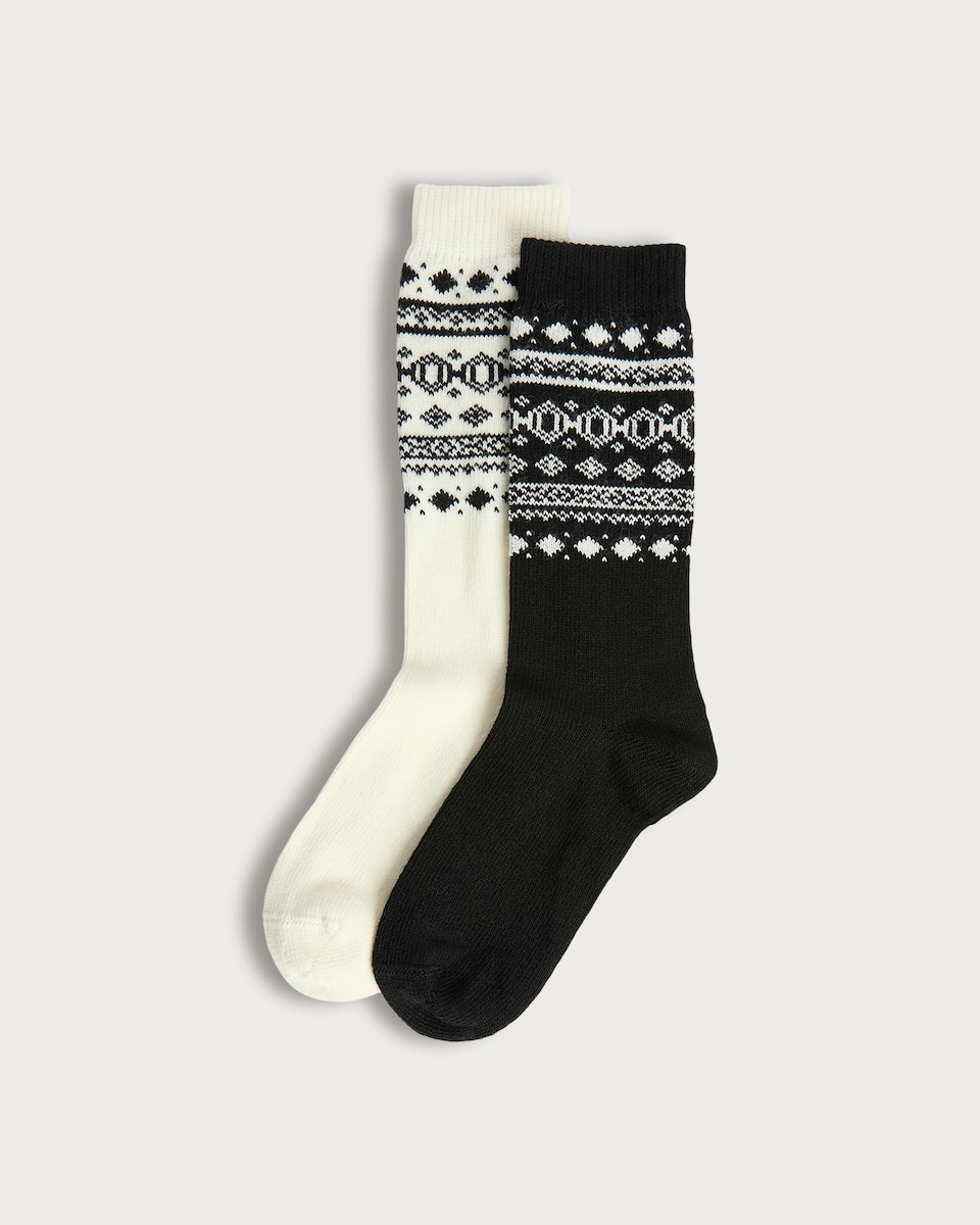 F&F 2-Pack Fairisle Pattern Thermal Socks with Wool in Multi