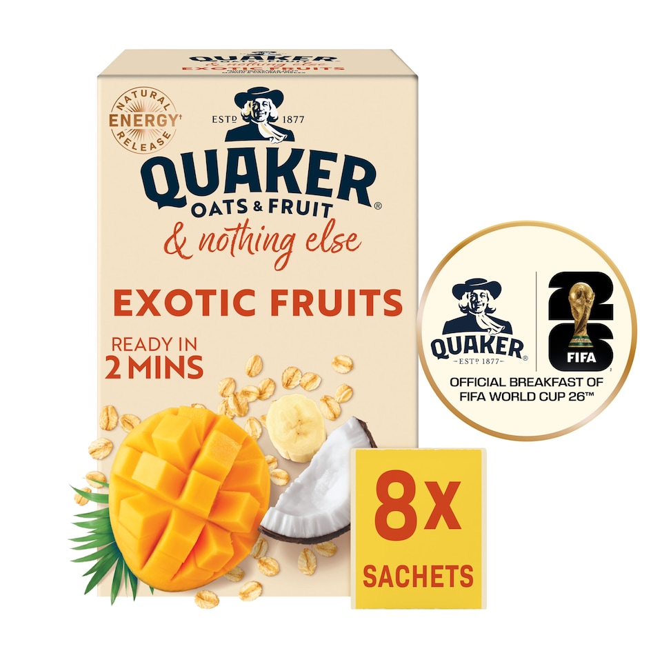 image 1 of Quaker Oats Exotic Fruits & Nothing Else Porridge Sachets 8 x 33g