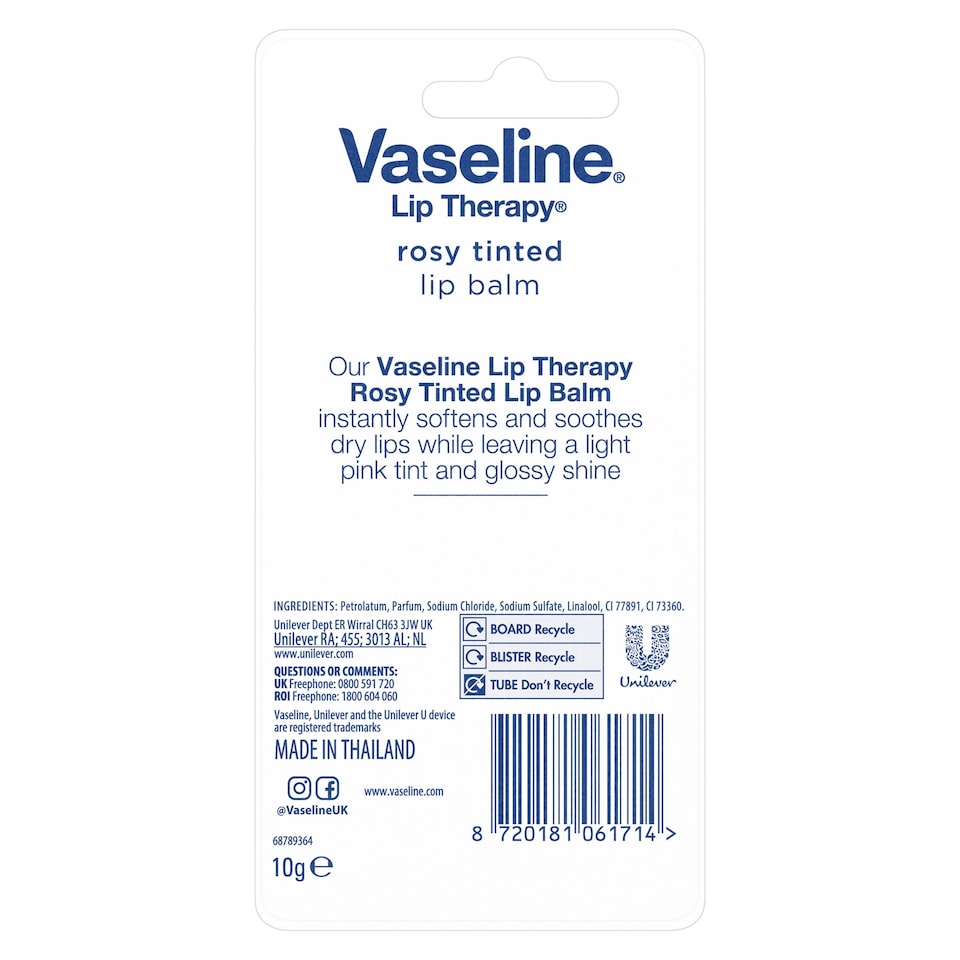 image 1 of Vaseline Rosy Tinted Lip Balm 10G