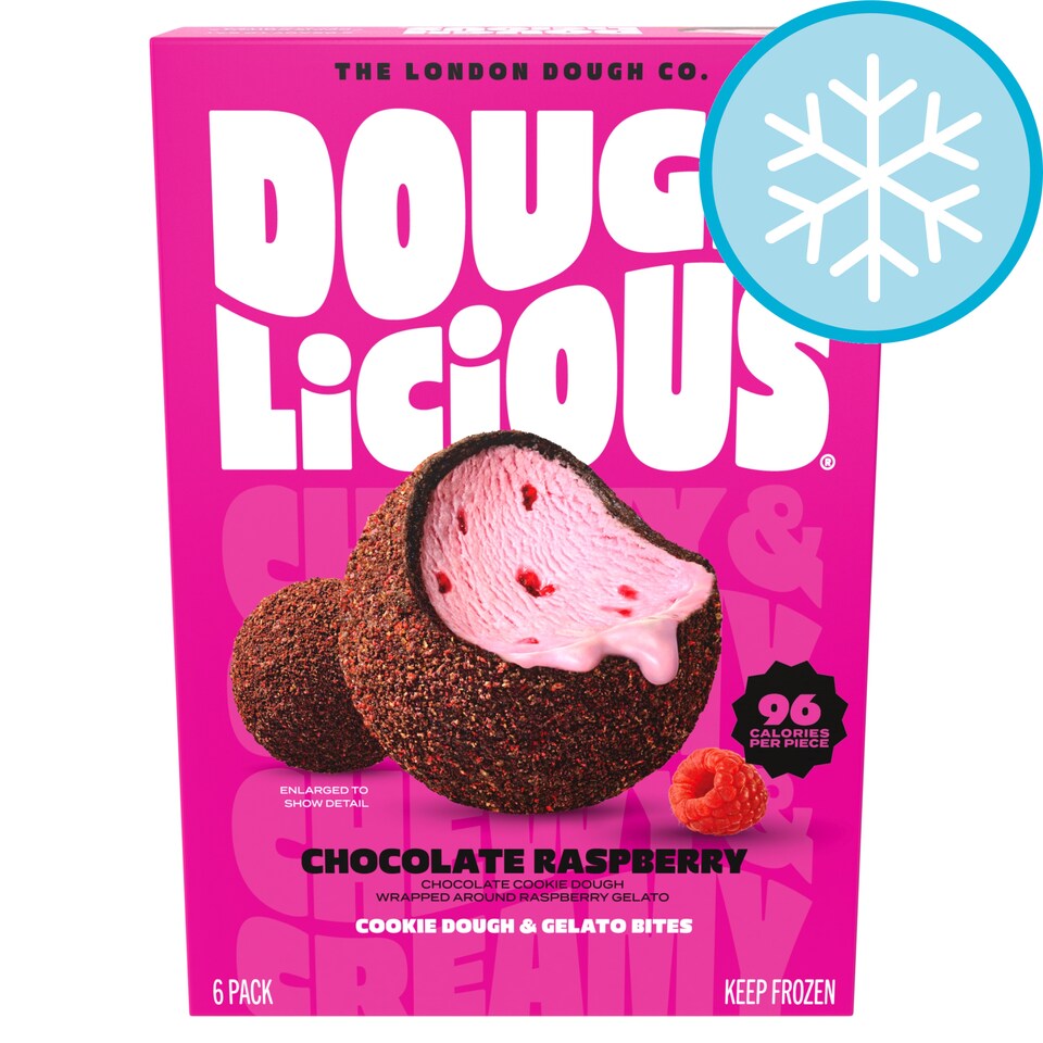 Doughlicious Chocolate Raspberry Cookie Dough & Gelato Bites  6 x 32g