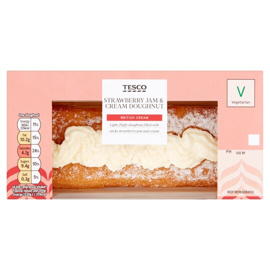 Tesco S/berry Jam & Cream Doughnut Tesco Groceries