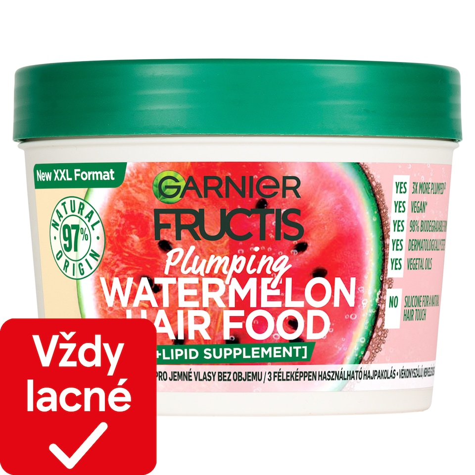 Fructis Hair Food Plumping Watermelon 3 in1  hair mask for fine hair, 400 ml