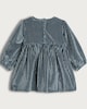 image 2 of F&F Baby Velour Bow Detail Pleated Dress in Silver