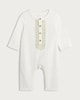 image 1 of F&F Baby Cotton Blend Embroidered Diwali Romper in White