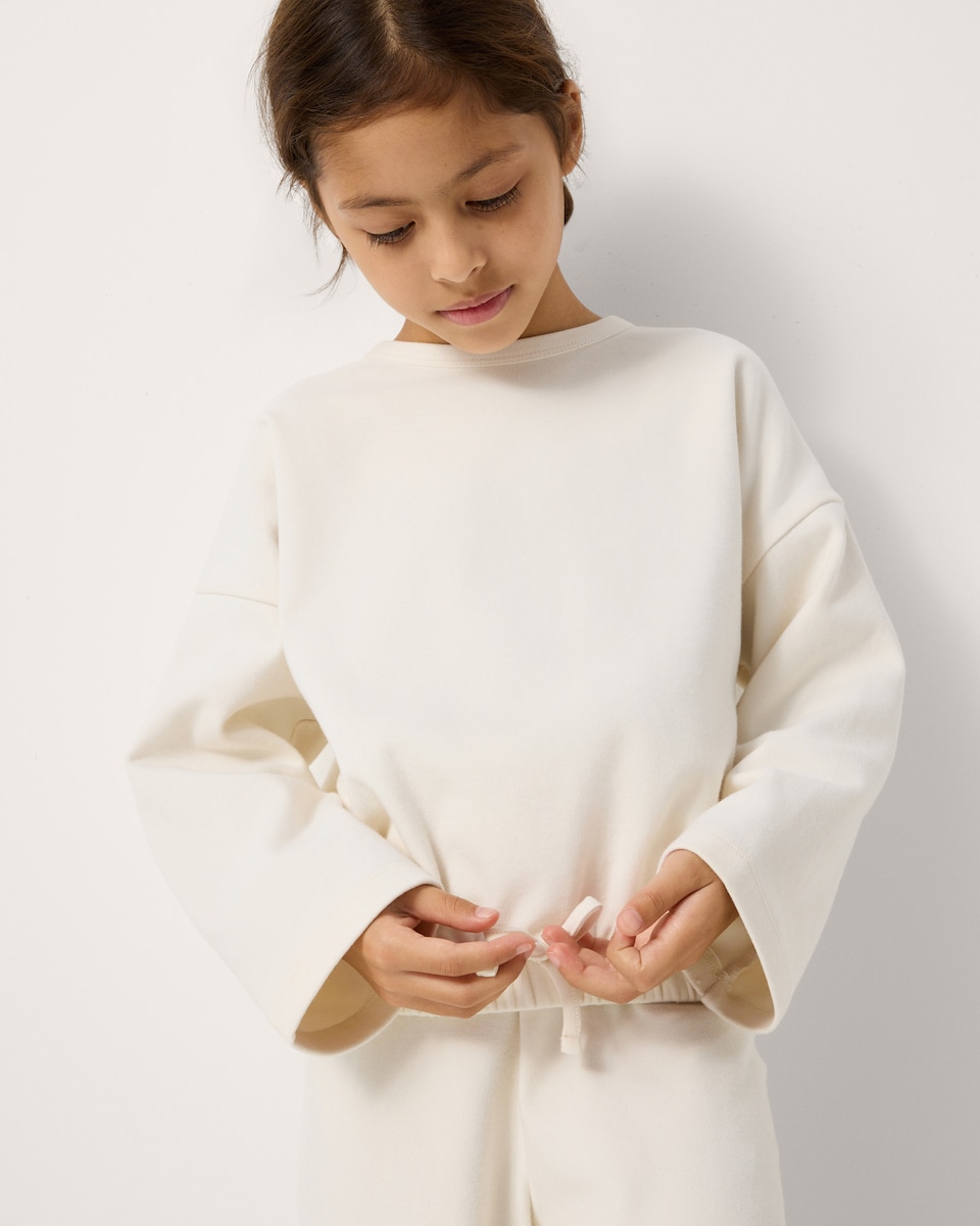 image 1 of F&F Girls Cotton Rich Sweatshirt and Joggers Set in Cream