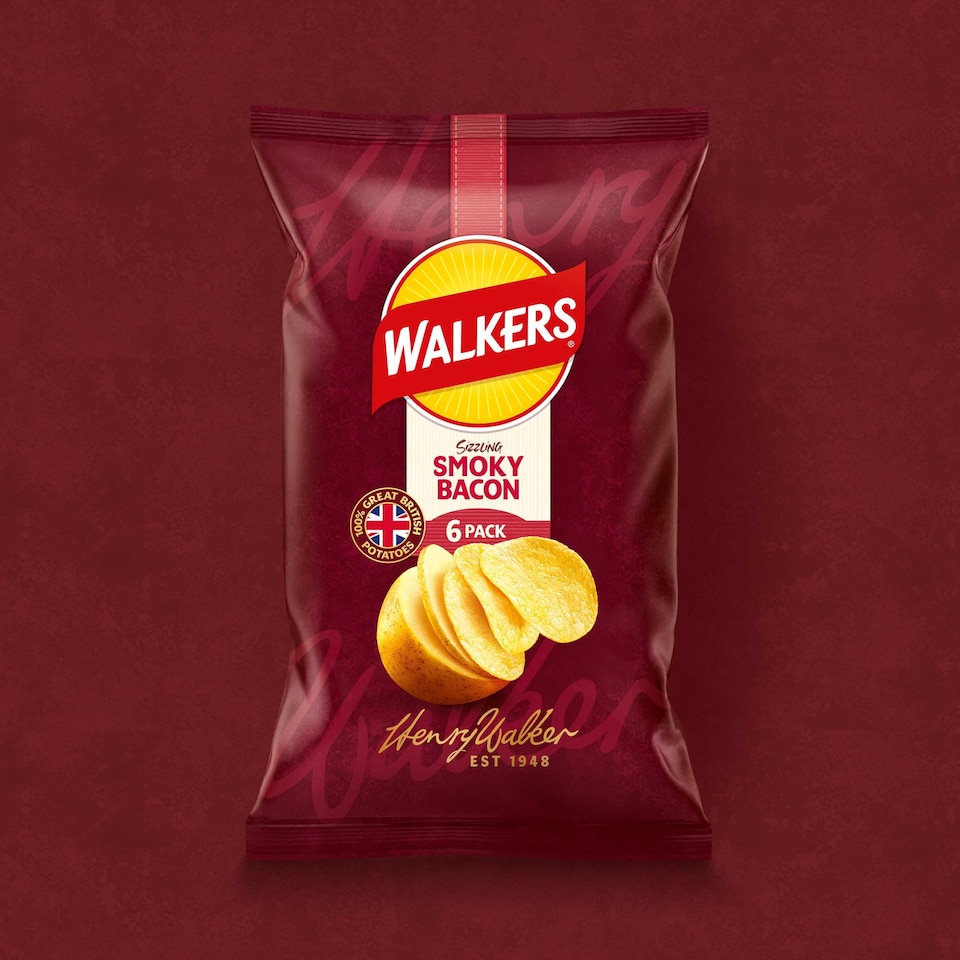 image 1 of Walkers Smokey Bacon Multipack Crisps 6 x 25g