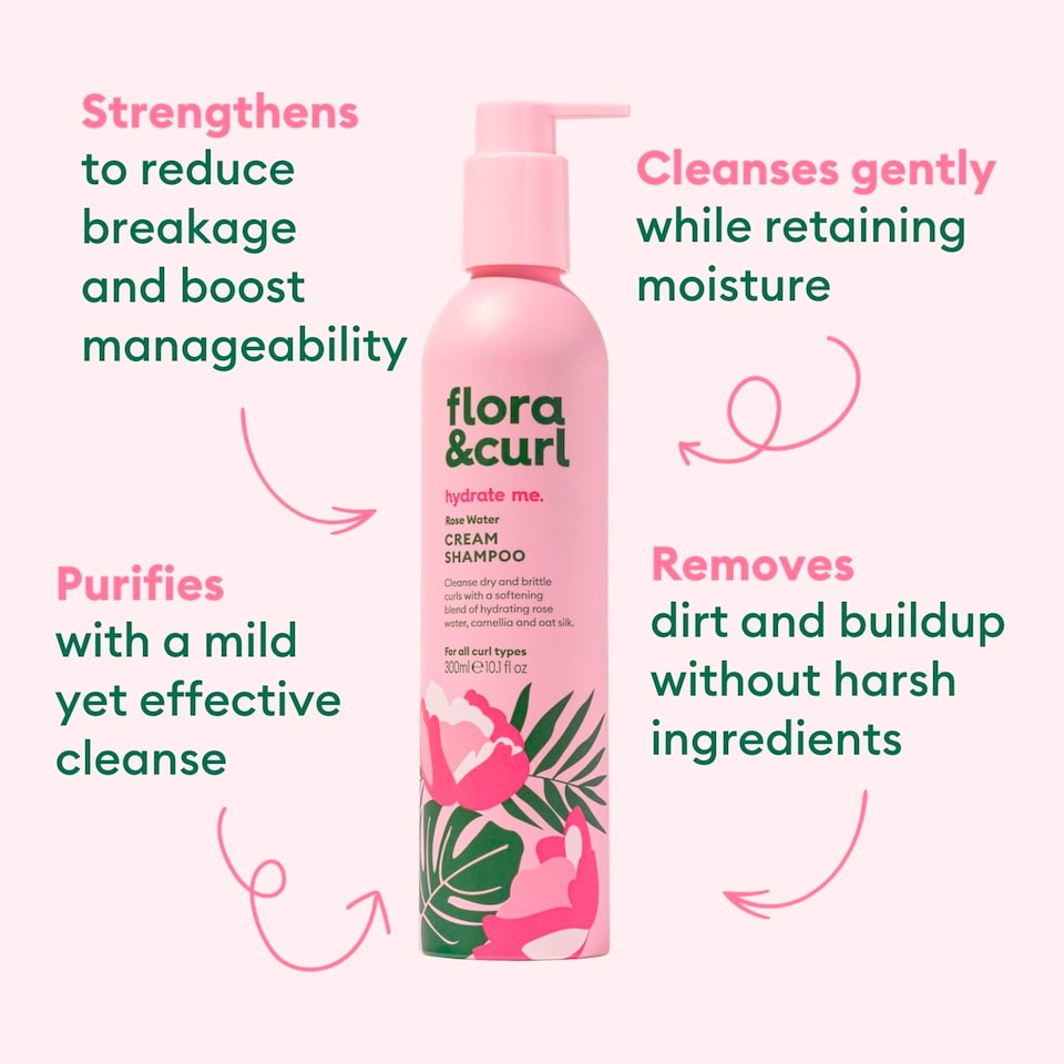 image 1 of Flora & Curl Rose Water Cream Shampoo 300ml