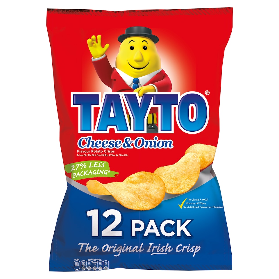 Tayto Crisps Cheese & Onion 12 X 25G