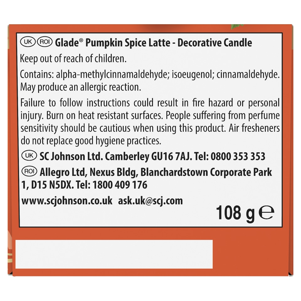 image 1 of Glade Pumpkin Spice Latte Candle 108g