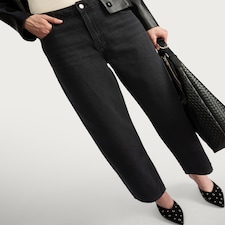 The F&F Edit Barrel Leg Jeans in Black