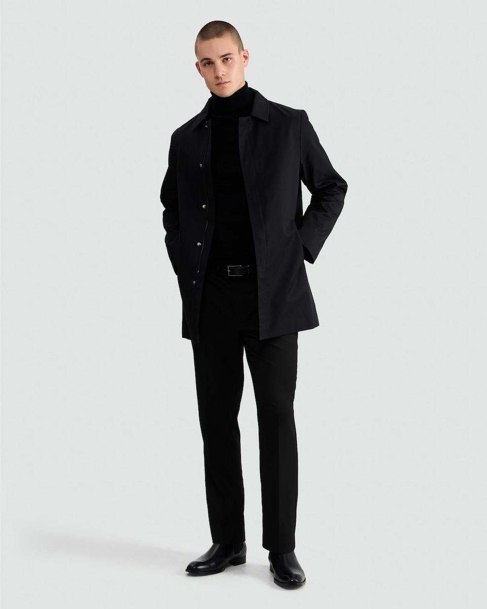 image 1 of F&F Single Breasted Shower Resistant Overcoat in Black