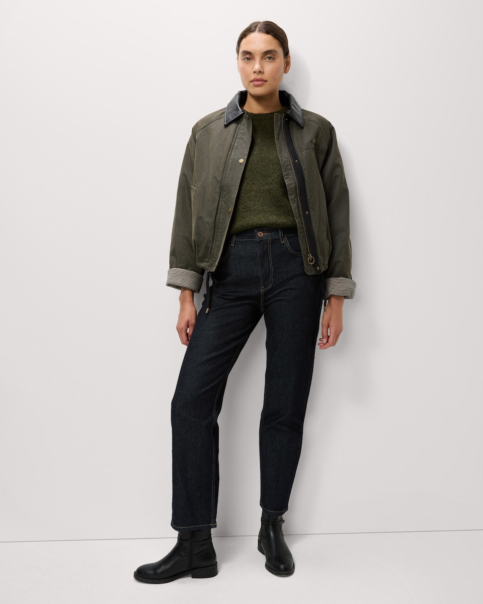 image 1 of F&F Crew Neck Longline Jumper in Olive