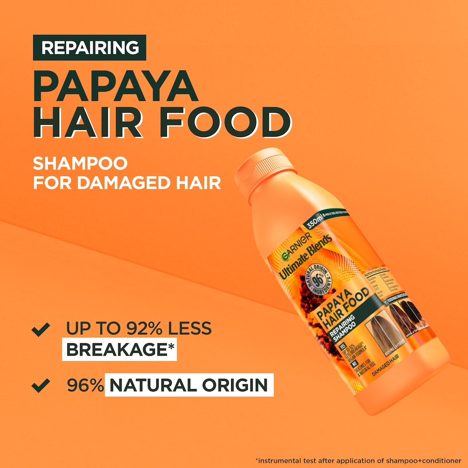 image 1 of Garnier Ultimate Blends Hair Food Papaya Shampoo 350ml