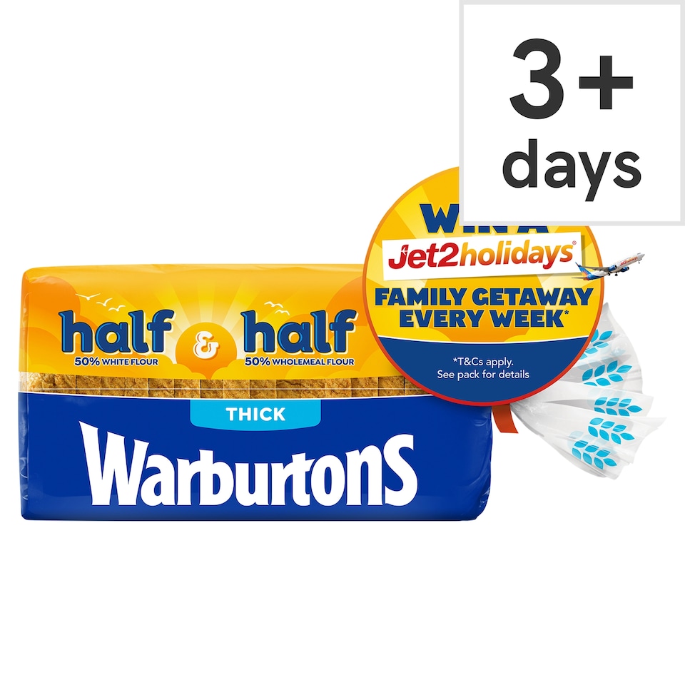 Warburtons Half & Half Thick Sliced Bread 800g