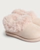image 3 of F&F Girls Faux Fur Trim Slippers in Pink