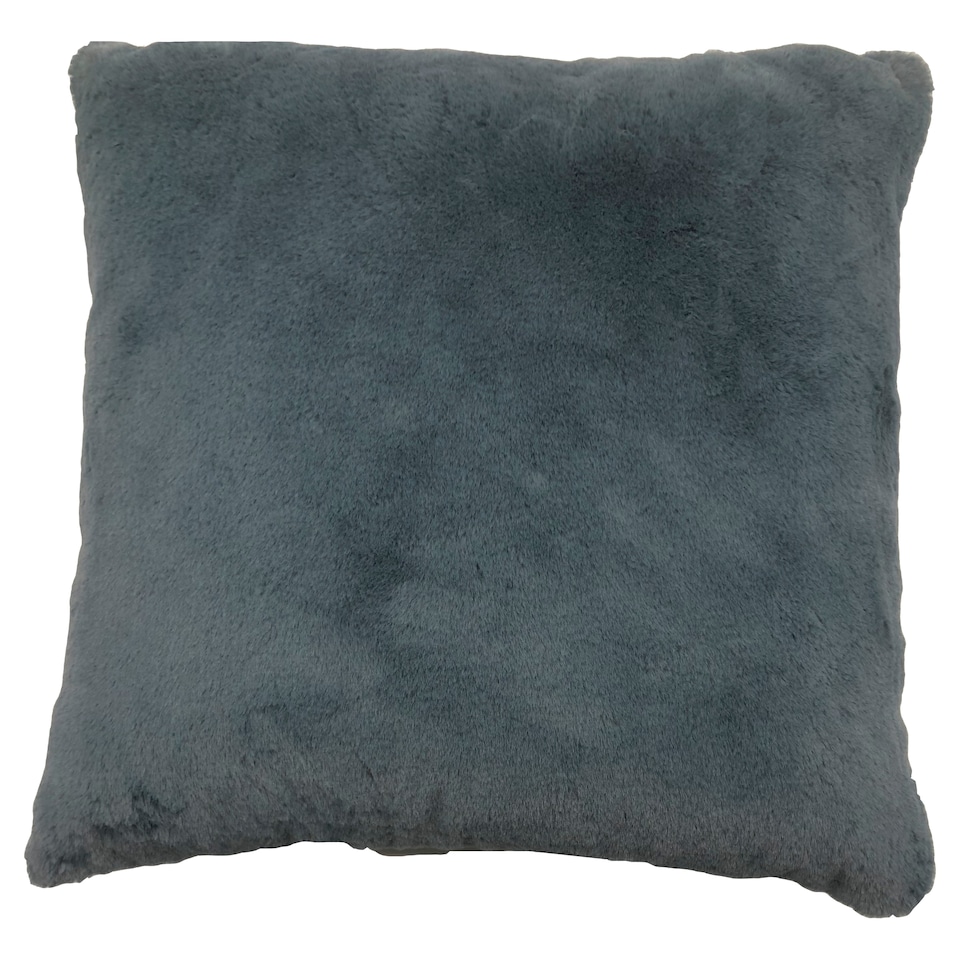 F&F Home Plain Faux Fur Cushion Slate Blue