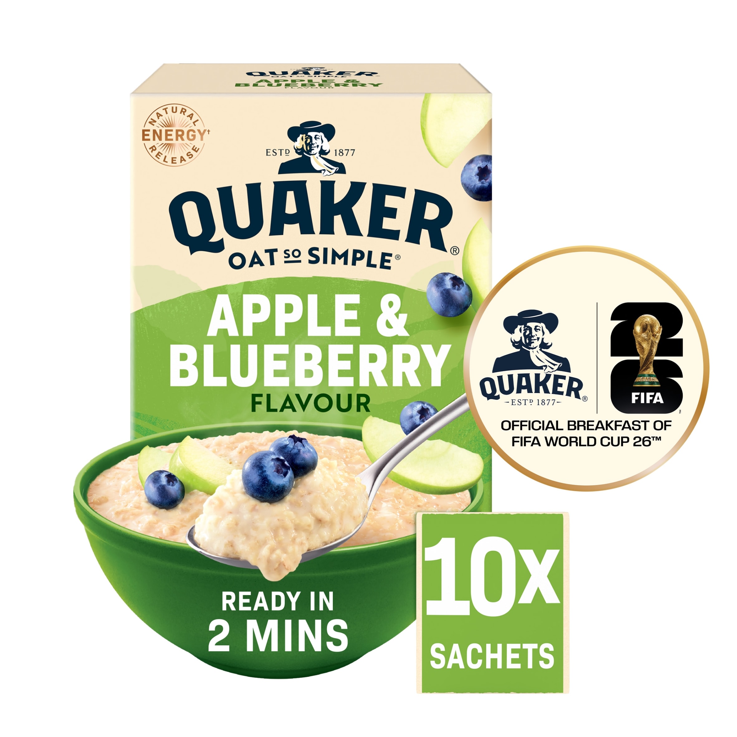 Quaker Oat So Simple Apple & Blueberry Porridge Sachets 10x36g