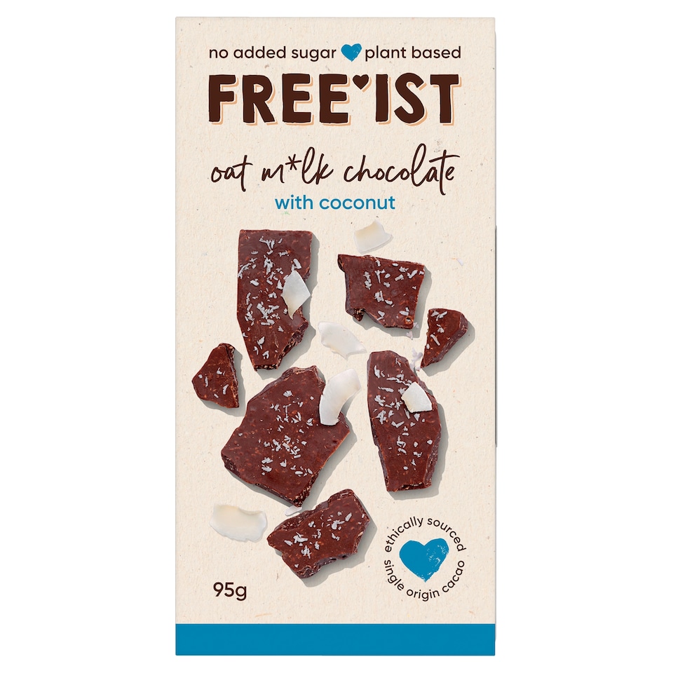 Free'ist No Added Sugar Oat Milk Chocolate With Coconut 95G