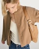 image 1 of The F&F Edit Ribbed Collar Buttoned Jacket in Med Nude