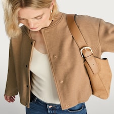 The F&F Edit Ribbed Collar Buttoned Jacket in Med Nude