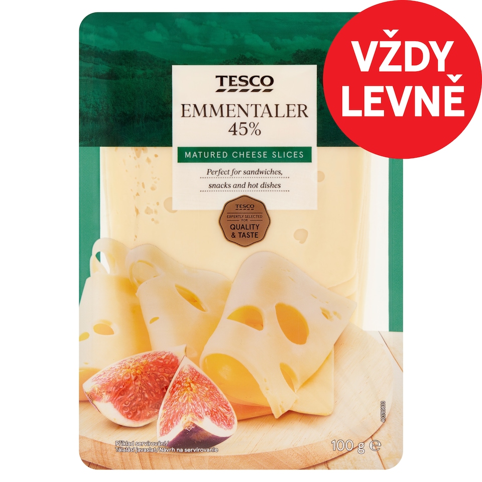 Tesco Emmentaler 45% Matured Cheese Slices 100g