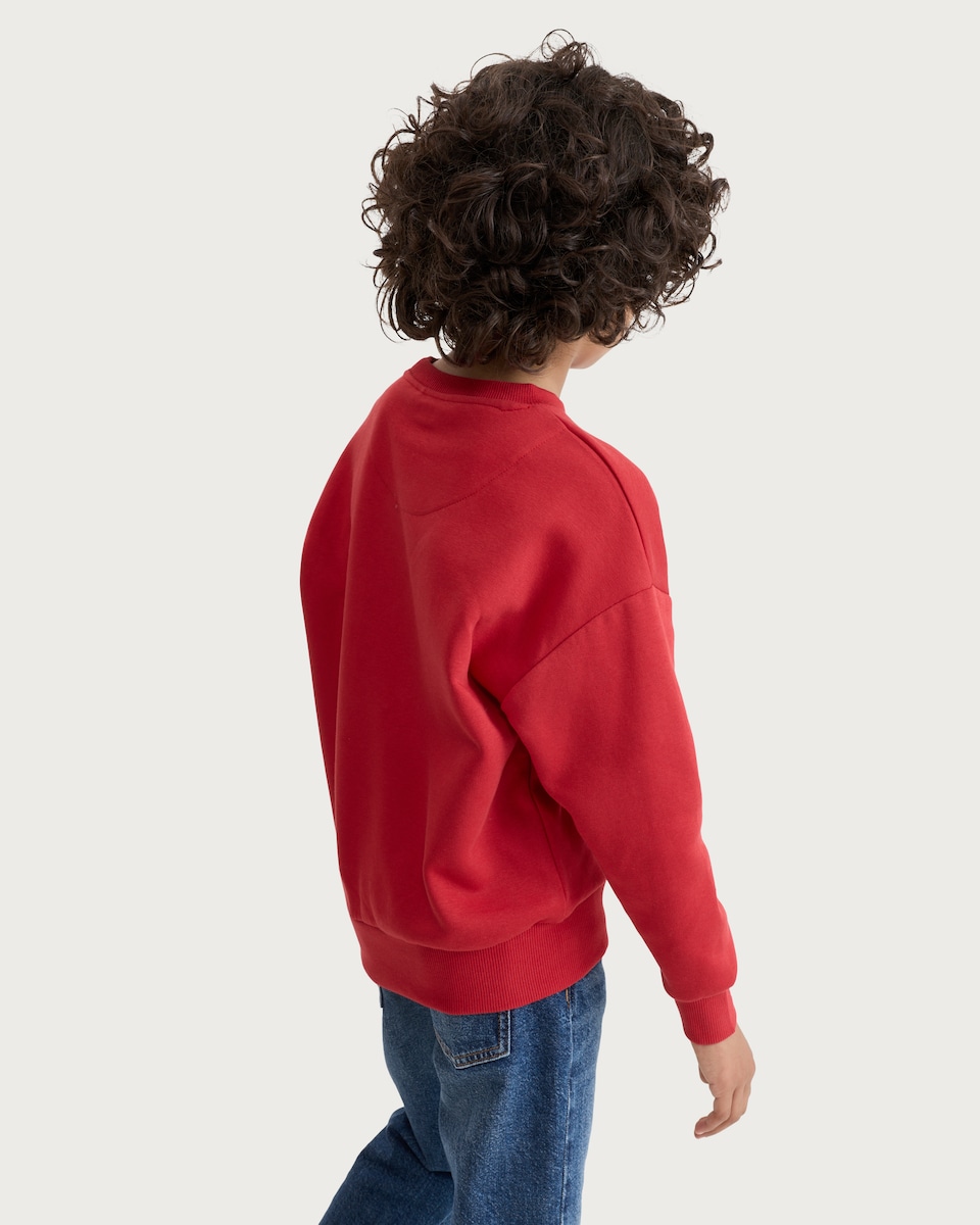 image 1 of F&F Boys Cotton Rich Cymru Print Oversized Fit Sweatshirt in Red