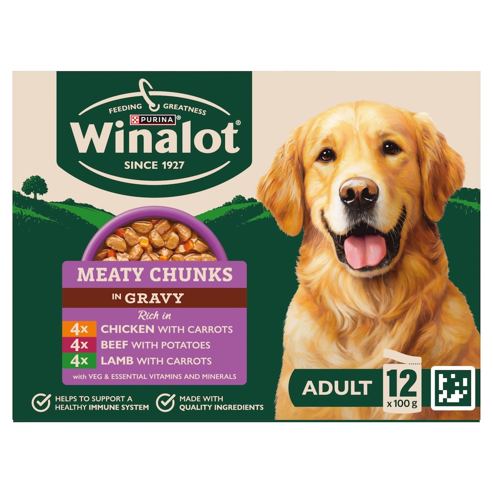 image 1 of WINALOT Meaty Chunks Mixed in Gravy Wet Dog Food 12x100g