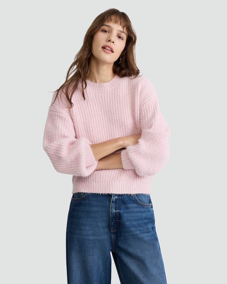 image 1 of F&F Chenille Ribbed Knit Jumper in Pink