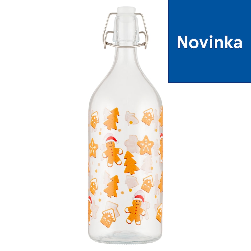 Tesco Glass Bottle with Gingerbread Man 1 L