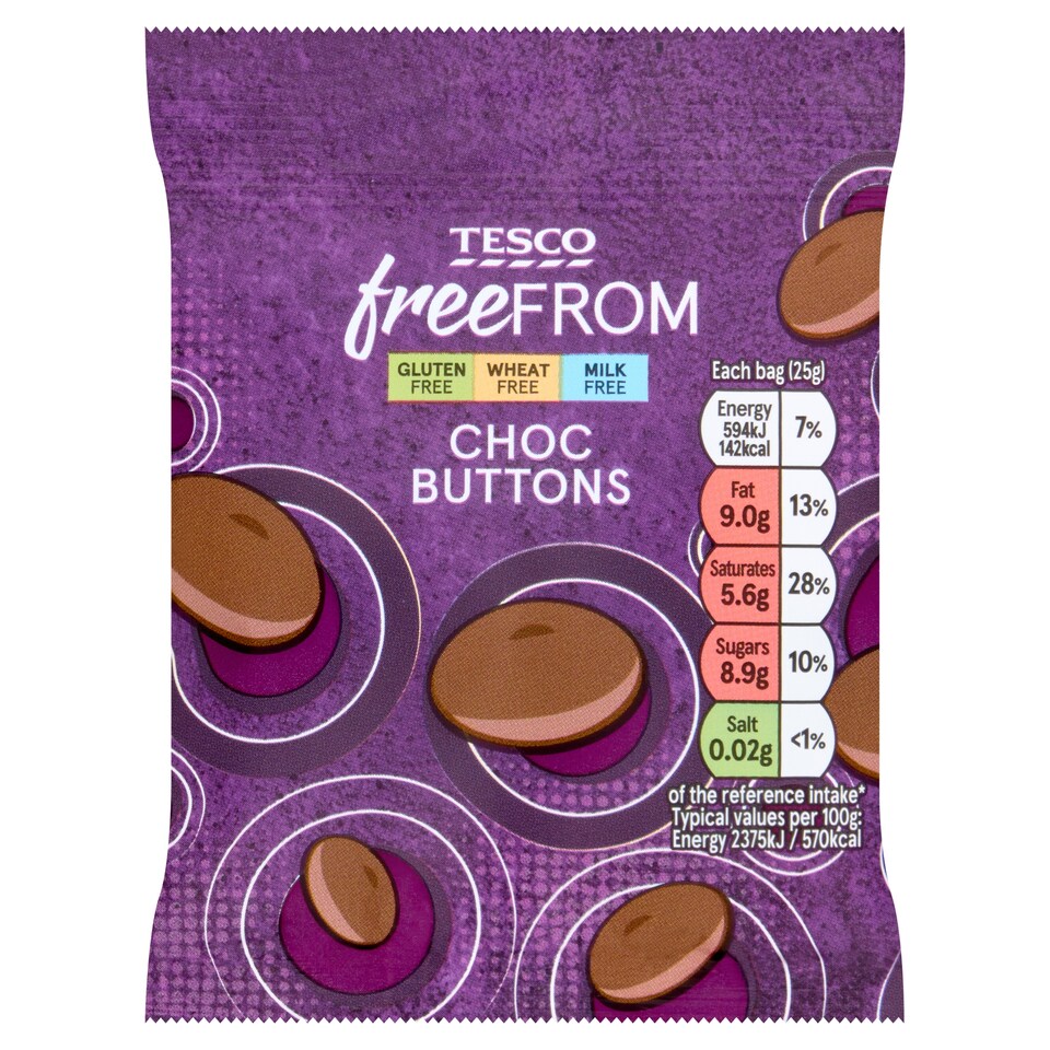 Tesco Free From Choc Buttons 25g