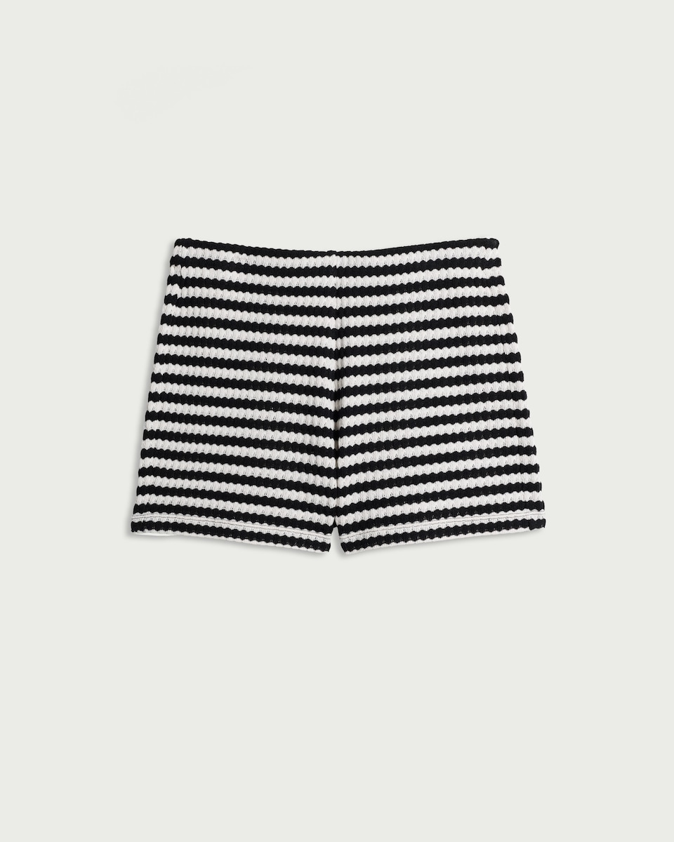 image 1 of F&F Cotton Blend Striped Co-ord Shorts in Multi Black