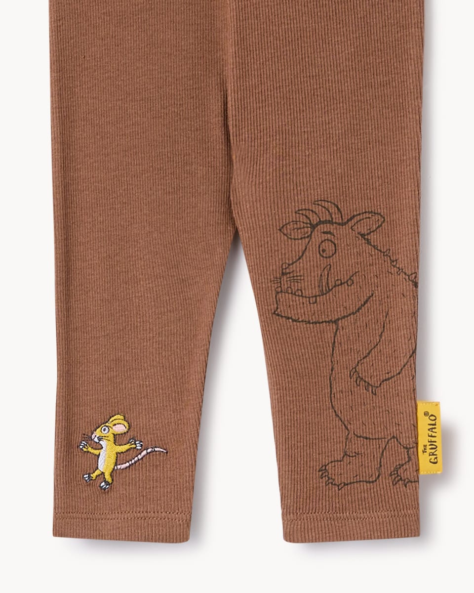 image 1 of Gruffalo Cotton Rich Striped Sweatshirt and Leggings Set in Brown