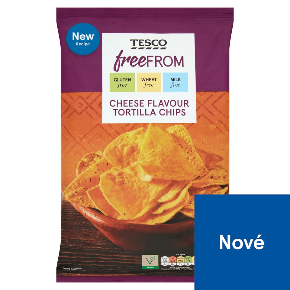 Tesco Free From Cheese Flavour Tortilla Chips 200g