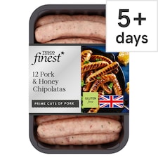 Tesco Finest British 12 Pork & Honey Chipolatas 375G