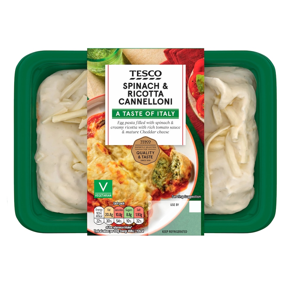 Tesco Spinach & Ricotta Cannelloni 400G