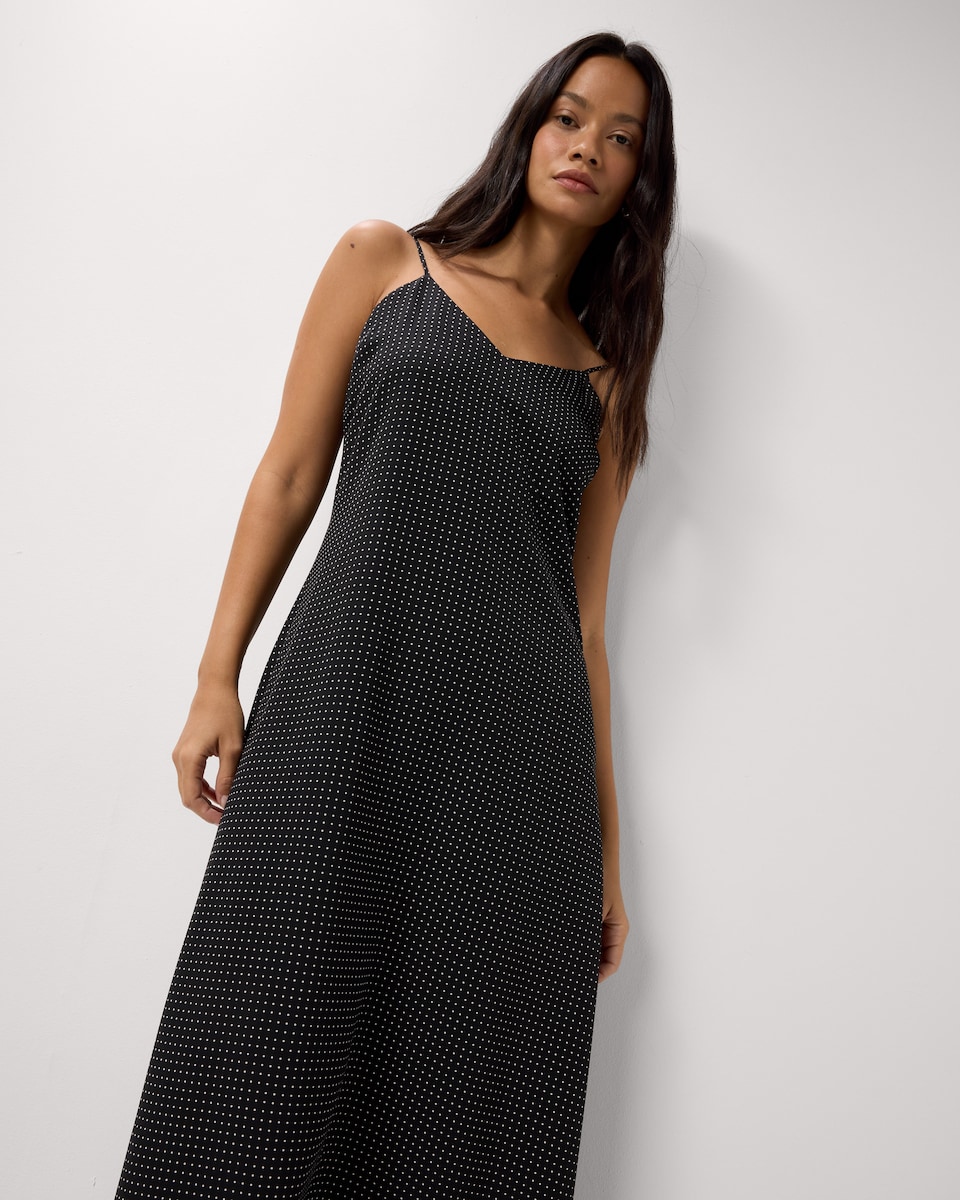 image 1 of F&F Polka Dot Strappy Midi Dress in Multi Black
