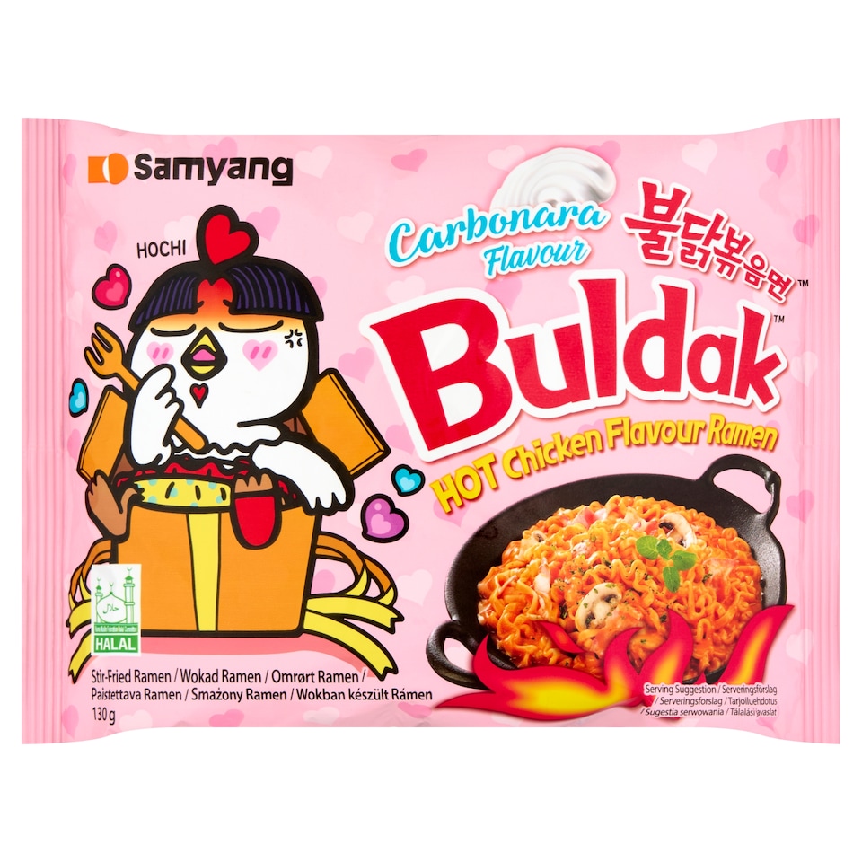 Samyang Buldak ramen csípős csirkével és carbonara ízesítéssel, cukorral és édesítőszerrel 130 g