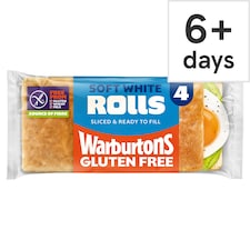 Warburtons Gluten Free Super Soft Sliced Square Rolls 4 pack